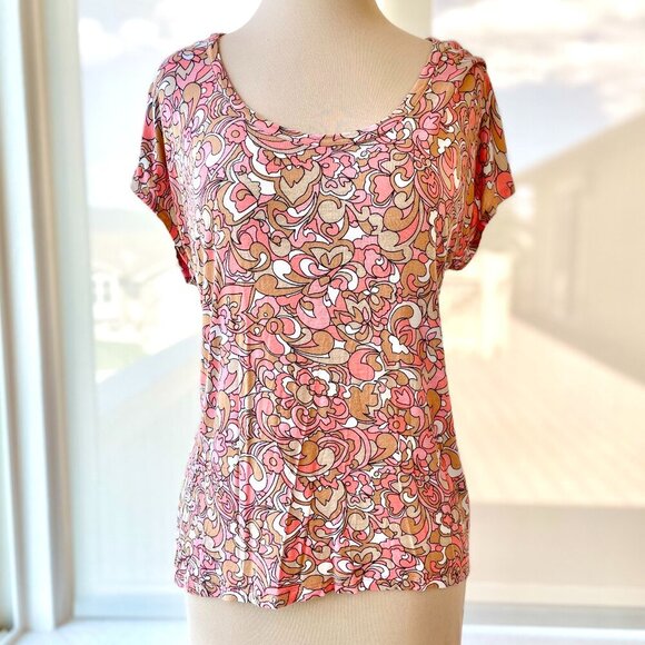 MICHAEL Michael Kors Tops - Michael Kors Caribbean Pink Floral Print Top Size Large